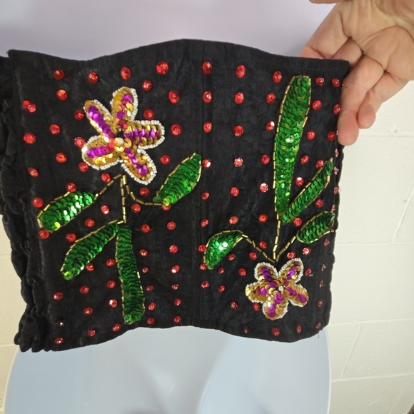 Vtg Maimoon Bali All Over Sequins Corset Bustier Zip Front - Picture 10 of 10